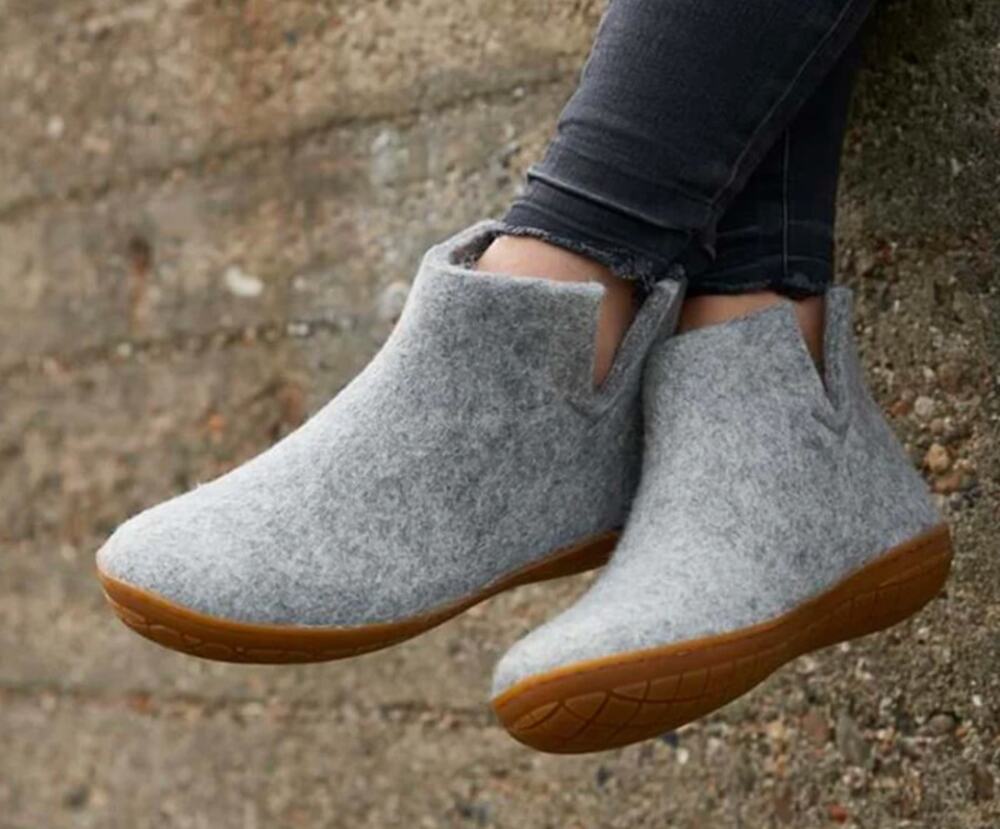 Glerups Unisex Gray Wool Boot Honey Rubber Sole Size 37